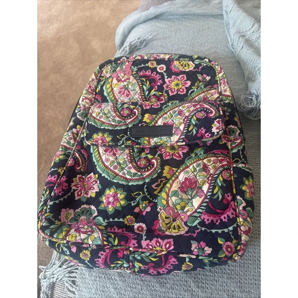 Vera Bradley Petal Paisley Backpack Small Navy Pink Green Cute